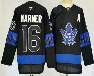 Men's Toronto Maple Leafs #16 Mitch Marner Black Alternate Authentic Jersey