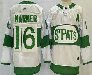 Men's Toronto Maple Leafs #16 Mitch Marner White 2019 St Pats Authentic Jersey