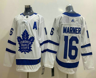 Men's Toronto Maple Leafs #16 Mitchell Marner White With A Patch Adidas Stitched NHL Jersey