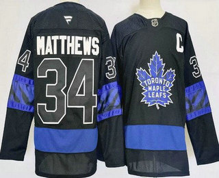 Men's Toronto Maple Leafs #34 Auston Matthews Black X Drew House Inside Out 2025 Stitched Jersey