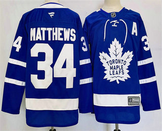 Men's Toronto Maple Leafs #34 Auston Matthews Blue 2025 Fanatics Stitched Jersey