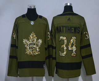 Men's Toronto Maple Leafs #34 Auston Matthews Green Salute to Service 2017-2018 Hockey Adidas Stitched NHL Jersey