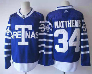 Men's Toronto Maple Leafs #34 Auston Matthews Royal Blue Throwback Jersey