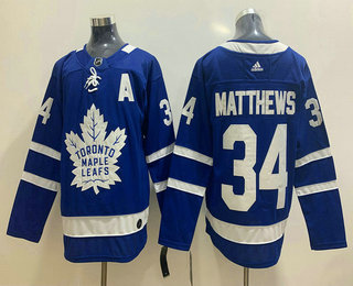 Men's Toronto Maple Leafs #34 Auston Matthews Royal Blue With A Patch Adidas Stitched NHL Jersey