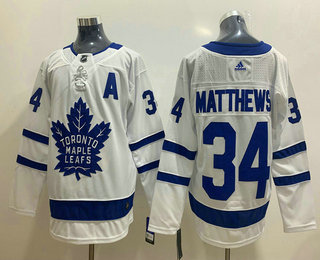 Men's Toronto Maple Leafs #34 Auston Matthews White With A Patch Adidas Stitched NHL Jersey