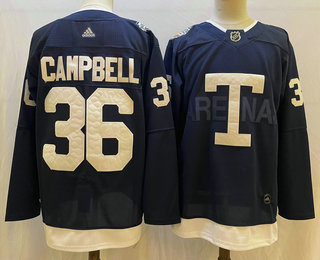 Men's Toronto Maple Leafs #36 Jack Campbell Navy Blue 2022 Heritage Classic Stitched Jersey