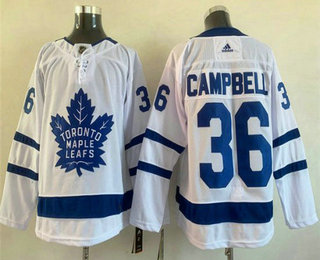 Men's Toronto Maple Leafs #36 Jack Campbell White Adidas Stitched NHL Jersey