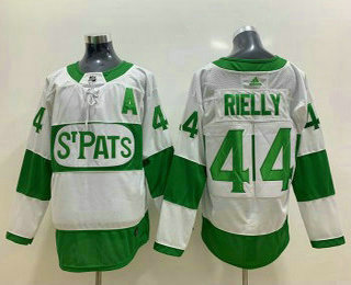 Men's Toronto Maple Leafs #44 Morgan Rielly White 2019 St. Patrick's Day Adidas Stitched NHL Jersey