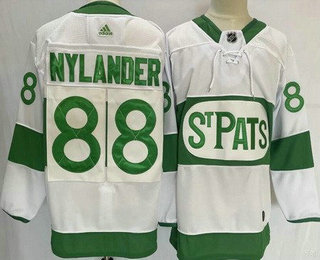 Men's Toronto Maple Leafs #88 William Nylander White 2019 St Pats Stitched Jersey