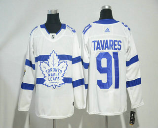 Men's Toronto Maple Leafs #91 John Tavares  White 2018 Winter Classic Adidas Stitched NHL Hockey Jersey