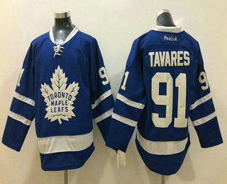 Men's Toronto Maple Leafs #91 John Tavares Royal Blue 2016-17 Home 100TH Anniversary Adidas Stitched Reebok Hockey Jersey