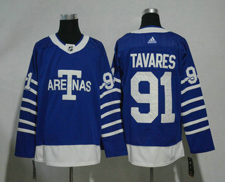 Men's Toronto Maple Leafs #91 John Tavares Royal Blue Arenas 2017-2018 Hockey Adidas Stitched NHL Jersey