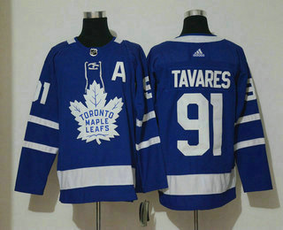 Men's Toronto Maple Leafs #91 John Tavares Royal Blue With A Patch Home Adidas Stitched NHL Jersey