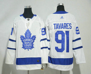 Men's Toronto Maple Leafs #91 John Tavares White Away Adidas Stitched NHL Jersey