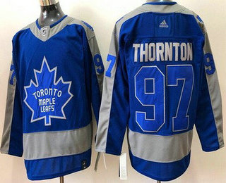 Men's Toronto Maple Leafs #97 Joe Thornton Blue 2021 Reverse Retro Authentic Jersey