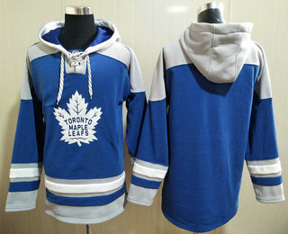 Men's Toronto Maple Leafs Blank Blue Ageless Must Have Lace Up Pullover Hoodie