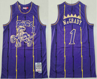 Men's Toronto Raptors #1 Tracy McGrady 1998-99 Purple Hardwood Classics Soul Swingman Throwback Jersey