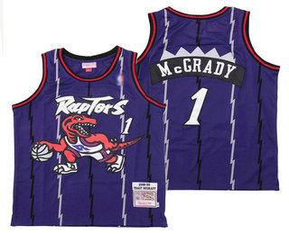 Men's Toronto Raptors #1 Tracy McGrady 1998-99 Purple Hardwood Classics Soul Swingman Throwback Jersey