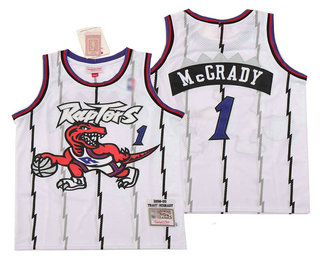 Men's Toronto Raptors #1 Tracy McGrady 1998-99 White Hardwood Classics Soul Swingman Throwback Jersey