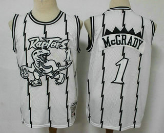 Men's Toronto Raptors #1 Tracy McGrady 1998-99 White Silver Hardwood Classics Soul Swingman Throwback Jersey