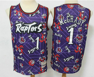 Men's Toronto Raptors #1 Tracy McGrady Purple Tear Up Pack Mitchell & Ness Swingman Jeresy