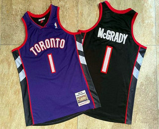 Men's Toronto Raptors #1 Tracy McGrady Purple with Black 1999-00 Hardwood Classics Soul AU Throwback Jersey