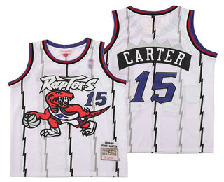 Men's Toronto Raptors #15 Vince Carter 1998-99 White Hardwood Classics Soul Swingman Throwback Jersey