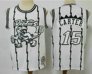 Men's Toronto Raptors #15 Vince Carter 1998-99 White Silver Hardwood Classics Soul Swingman Throwback Jersey