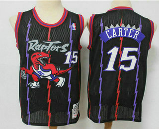 Men's Toronto Raptors #15 Vince Carter Black Hardwood Classics Reload Swingman Throwback Jersey