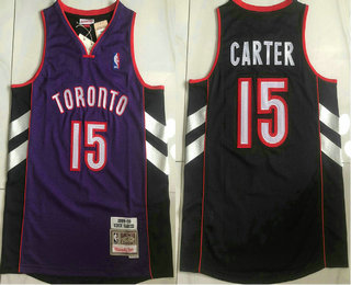 Men's Toronto Raptors #15 Vince Carter Purple with Black 1999-00 Hardwood Classics Soul AU Throwback Jersey