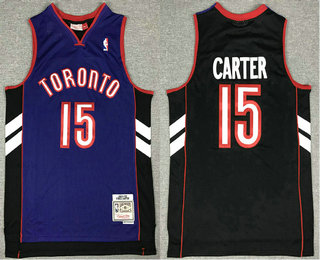 Men's Toronto Raptors #15 Vince Carter Purple with Black 1999-00 Hardwood Classics Soul Swingman Throwback Jersey