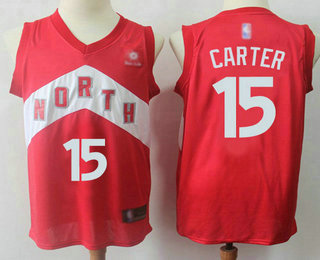 Men's Toronto Raptors #15 Vince Carter Red Nike Swingman 2018 playoffs Earned Edition Stitched Jersey With The Sponsor Logo