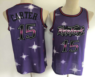 Men's Toronto Raptors #15 Vince Carter Starry Purple Hardwood Classics Soul Swingman Throwback Jersey