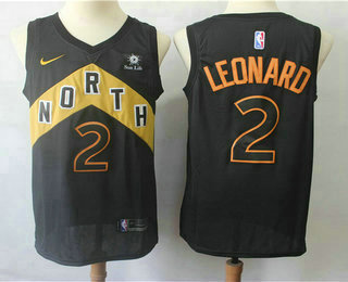 Men's Toronto Raptors #2 Kawhi Leonard Black Nike 2017-2018 NBA Swingman City Edition Jersey