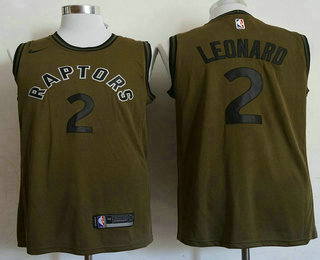 Men's Toronto Raptors #2 Kawhi Leonard Olive Stitched Nike Swingman Jersey