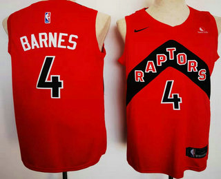 Men's Toronto Raptors #4 Scottie Barnes Red 2021 Nike Swingman Stitched Jersey With Sponsor