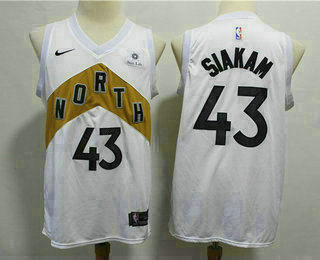 Men's Toronto Raptors #43 Pascal Siakam New White 2019 City Edition NBA Swingman Sun Life Jersey