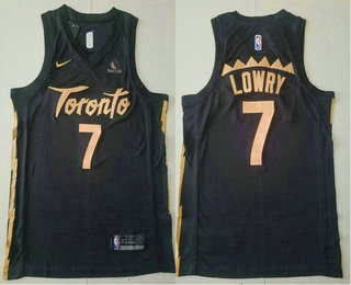 Men's Toronto Raptors #7 Kyle Lowry Black 2020 Nike City Edition Swingman Jersey With The Sponsor Logo