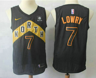 Men's Toronto Raptors #7 Kyle Lowry Black Nike 2017-2018 NBA Swingman City Edition Jersey