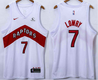 Men's Toronto Raptors #7 Kyle Lowry White 2021 Nike Swingman Stitched Jersey With Sponsor Logo