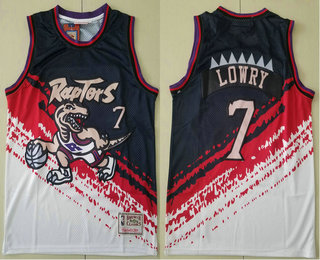 Men's Toronto Raptors #7 Kyle Lowry White With Black Independence Day Hardwood Classics Soul Swingman Throwback Jersey