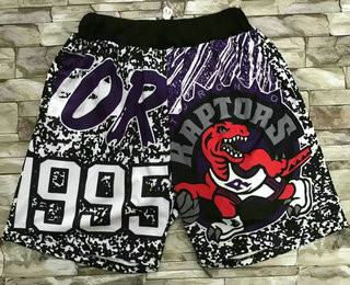 Men's Toronto Raptors Black Big Face Mitchell Ness Hardwood Classics Soul Swingman Throwback Shorts