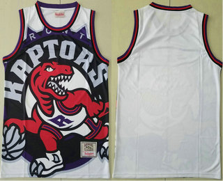 Men's Toronto Raptors White Big Face Mitchell Ness Hardwood Classics Soul Swingman Throwback Jersey