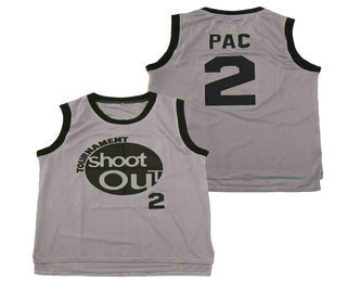 Men's Tournament Shakur Tupac #2 PAC Shoot Out White Swingman Basketball Jersey