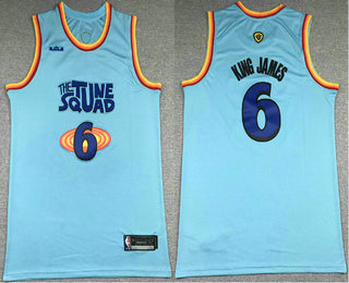 Men's Tune Squad #6 LeBron James King James Nickname Blue Nike Swingman Jersey