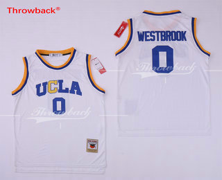 Men's UCLA Bruins #0 Russell Westbrook White College Basketball Swingman Stitched NCAA Jersey