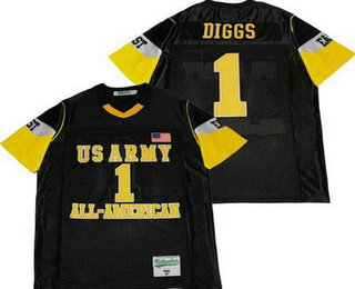 Men's US Army Black Knights #1 Stefon Diggs Black All American Football Jersey