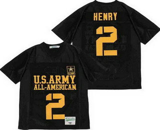 Men's US Army Black Knights #2 Derek Henry Black All American Football Jersey