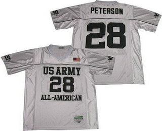 Men's US Army Black Knights #28 Adrian Peterson White All American Football Jersey