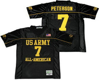 Men's US Army Black Knights #7 Patrick Peterson Black All American Football Jersey